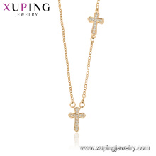 44528 xuping оптом ювелирные изделия религия ожерелье 18k золотой цвет крест ожерелье с камень